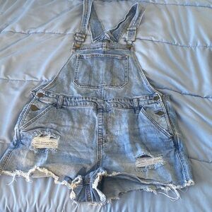 Light wash Denim Overall shorts